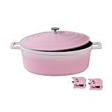 STONELINE Rosa Bräter Induktion 32 cm, 6,6 L, Bräter mit Deckel, Aluguss beschichteter Topf mit echten Steinpartikeln, Schmortopf backofengeeignet, Bräter Farbe: Rosa