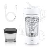 NVIYAM Shaker Elektrisch 650ml, Protein Shaker mit Pulverfach, Eiweiß Shaker USB C Wiederaufladbare, Elektrischer Shake Mixer für Potein Pulver und Milchshake, Proteinshake