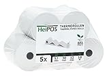 HeiGroup - HeiPOS 5x Thermorollen BPA frei (B/Ø) 57mm / 30mm - Länge 10m, Kern Ø 12mm, Flächengewicht 52 g/m2, Dicke 60 µm, 10 Jahre Haltbarkeit