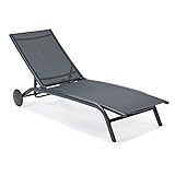 Leco-Sonnenliege Nele – Elegante Gartenliege mit 5fach Verstellbarer Rückenlehne und Rollen für einfaches Handling – Gestell Anthrazit