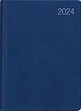 Taschenkalender blau 2024 - Bürokalender 10,2x14,2 - 1 Woche auf 2 Seiten - flexibler Kunststoffeinband - Notizheft - Wochenkalender - 640-1015