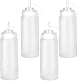 LiuHancsqd 4 Stück Squeeze Flasche, 500 ml Quetschflasche, Plastik Saucenflasche mit Kappe, Condiment Dosierflaschen für Mayonnaise Soßen Olivenöl Malen Pigment Ketchup Spender