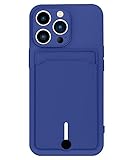 JIATAY Schutzhülle für iPhone 13 Mini mit Kartenhalter, [schlank + schützend], Silikon-Handyhülle, iPhone 13 Mini, Brieftasche für Damen und Herren, Marineblau