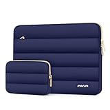 MOSISO Puffy Laptop Tasche Kompatibel mit MacBook Air/Pro,13-13,3 Zoll Notebook,Kompatibel mit MacBook Pro 14 Zoll M3 M2 M1 Chip 2024-2021,Horizontal Hülle mit Kleiner Tasche, Marineblau