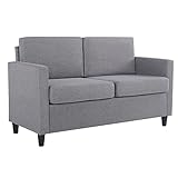 Migone Sofa Klein 2 Sitzer Sofa Couch Sessel mit Lehne Abnehmbarem Leinen Stoff Gepolstertes Sofa Modern Design Hellgrau bis 250kg