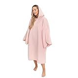 Brentfords Kapuzen-Handtuch-Poncho für Erwachsene, groß, zum Baden, Schwimmen, Surfen, Strand, saugfähige Mikrofaser, Damen und Mädchen, schnell trocknender Handtuch-Poncho, Blassrosa