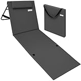 DETEX® Strandmatte mit Rückenlehne Gepolstert Anthrazit Sonnenliege klappbar UV-beständig Tasche Reißverschluss Kissen Tragegurt Garten Camping Picknick Liegematte 158x56cm