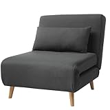 Asukale Schlafsofa, 4 in 1 Schlafsessel mit Bettfunktion, Schlafcouch, Gästebett, Einzelsofa, Polstersofa, mit Verstellbarer Rückenlehne,Chaiselongue, für Schlafzimmer, Wohnzimmer Grau