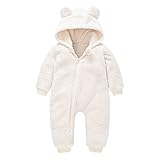 Minying Baby-Overall mit schönen Hasenohren, Strampler für Babys, Mädchen, Jungen, mit Reißverschluss, warm, Winter, 0-24 Monate, Strampler, Geschenk für Babys, 2 - Weiß, 6-12 Monate