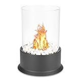 Izrielar Tischkamin Bio Ethanol Kamin Tischfeuer für Indoor & Outdoor Alkoholkamin mit Rundbogen mit 2 Brennkammern 130ml Ethanol Fassungsvermögen Wärme & Gemütlichkeit Rauchfrei, geruchsneutral