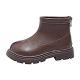 CUTeFiorino Schwarze Plateau-Booties für, Mädchen, Frontreißverschluss, Cheer-Schuhe, warm, rutschfest, für den Außenbereich, Mary Jane-Schuhe Kinder Winterstiefel 30 (Brown, 33 Big Kids)