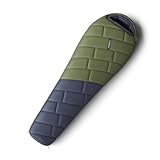 Husky Proud Schlafsack 4 Jahreszeiten bis -30°C, Warmer Winter Mumienschlafsack für Erwachsene, Winterschlafsack für Camping, Trekking und Outdoor (Blau/Khaki, 230x85)