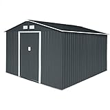 HATTORO S300 Metall Gerätehaus XXXL 277x319x192cm Geräteschuppen Garten Schuppen Gartenhaus Satteldach Anthrazit