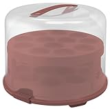 Rotho Fresh Tortenglocke hoch mit Trays, lebensmittelechter Kunststoff (PP) BPA-frei, rot/transparent, (35,5 x 34,5 x 26,0 cm)