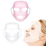 WHYCNJL 2 Stück Silikonmaske, Gesichtsmasken-Abdeckung, wiederverwendbare Silikon-Masken-Abdeckung Gesichtsdampf-wasserdichte Gesichts-befeuchtende Beautymaske