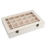 Ideen mit Herz Holz-Box mit 24 Fächern und Deckel inkl. Sichtfenster | Holz-Kiste, Aufbewahrungskiste, Organizer | 30 x 20 x 5,5 cm