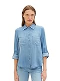 TOM TAILOR Damen Jeansbluse mit Brusttaschen, 10113 - Clean Mid Stone Blue Denim, 40