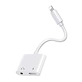 iPhone Kopfhörer Adapter und Laden 【Apple MFi Zertifiziert】 2 in 1 iPhone Aux Adapter Lightning auf 3.5mm Klinke Audio Kabel Adapter Konverter Dongle Kompatibel mit iPhone 14/13/12/11/X/XS Max/XR/8/7