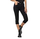 Nina Carter P260 Damen Capri Skinny Fit Jeanshosen HIGH Waist Sommer Jeans (Schwarz (P230-1), L)