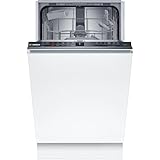 Bosch SPV2HKX42E, Serie 2, Smarter Geschirrspüler Vollintegriert, 45 cm breit, Besteckkorb, extra Trocknung auf Knopfdruck, leiser und effizienter Motor, roter Lichtpunkt am Boden, mit aquaStop