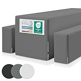 Beautissu Edles 3tlg Biertischhussen Set Blickdicht 50cm oder 70cm Bierzeltgarnitur – Dicker Stoff Knitterfrei Bierbankauflagen Bodenlang – Biertischhusse Bierbankhusse Biertisch – 220x70cm Anthrazit