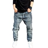 Herren Baggy Hip Hop Jeans Denim verblasst abraised Tapered Pants Cool Jungen Kleine Knöchel Casual Plus Size Hose