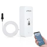 eMylo Wlan Thermometer, Smart Kühlschrankthermometer App Monitor, Daten Export Fahrenheit/Celsius(℉/℃), hygrometer Wlan Thermometer Innen Außen für Gewächshaus, Aquarium, Kühlschrank, 1 Pack