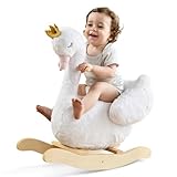labebe Schaukeltier, Schaukelpferd, Schaukelspielzeug für Kleinkinder, weißer Holz-Schaukelstuhl