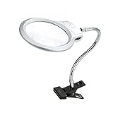 DIYEAH LED Lupenlampe Mit Clip Metall Schwanenhalslicht Für Schreibtisch Studieren Flexibles Leselicht Für Home Office Batteriebetrieben Ohne Batterien