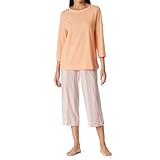 Schiesser Damen Schlafanzug Set 3/4 lang kurz Baumwolle Modal-Nightwear Pyjamaset, Koralle_181236, 50