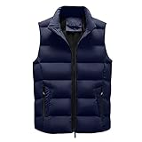 Generisch Sportweste Herren Baumwolle, Daunenweste Ohne Kapuze Leichte Weste Outdoor Herrenwesten Sportlich Elegant Warme Freizeitweste Winter Steppweste Outdoor Weste Mit Stehkragen Thermoweste