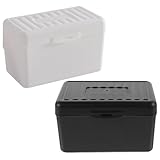 TOPBATHY 2 Stück Visitenkartenbox aus Stabilem PP 3×5 Zoll Kartenhalter mit Deckel Großer Büroorganizer für Schreibtisch und Kundenkarten