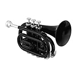 SIUKE Mini-Taschentrompete Bb Flachblasinstrument aus Messingmaterial mit Mundstück Handschuhe Reinigungstuch Tragetasche