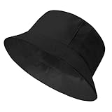 TOMEEK Fischerhut Herren Bucket Hat Damen Sonnenhut Reversibel Fischerhüte Baumwolle Sommerhut Unisex Anglerhut Doppelseitig Freizeithut Faltbar Einfarbige(Schwarz,XL)