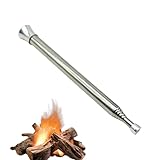 Nybhyjka Feuerblasstab Edelstahl Feuerstartrohr Outdoor Feuergebläse Teleskop Kaminbalg mit 6 Abschnitten zum Anzünden von Feuer