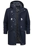 Indicode Herren Liam Dufflecoat | Wintermantel Wollmantel Herrenmantel Mantel für Männer Navy Mix, L
