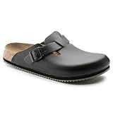 Birkenstock Clog Boston Super Grip, Naturleder, schwarz, Weite normal, Größe 46 (Damen-/Herren-Clog Sandale Sandalette Pantoffel Pantolette Latsche Halbschuh Ristriemen Clogs Clogen Schluffen)