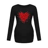 Godom Umstandsmode Autumn Winter Umstandsmode Oberteil weiches Umstandsmode Oberteil Bedrucktes Umstandsmode Umstandsshirt Umstandstop Bequemes Damen Stillshirt Love Pattern Mutterschaft Top T-Shirt