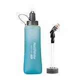 Trinkflasche Zusammenklappbare Wasserflasche, Silikon-Faltbarer leckenfester Twist-Trinkflasche, für Sportwasserflasche im Freien Wasserflasche (Color : Blue 420ml)