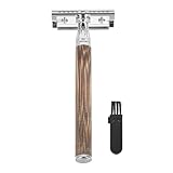 ABOOFAN Bambusgriff Rasierhobel Doppelseitig Sicherer Rasierer Bartreinigungswerkzeug Manuell Leicht Tragbar für Herren Bartpflege Geschenkidee