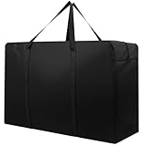 Cozary Aufbewahrungstasche, 600D Oxford Heavy-Duty Umzugstaschen mit Handgriff, Wasserdichte Tragetasche für Kleidung, Decken, 72 x 43 x 28 CM, Schwarz (87L)
