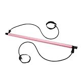 Hohopeti Yoga Pilates Widerstandsstange Pink Elastischer Fitnessstab mit Fußschlaufe Tragbarer Trainingsstab für Ganzkörpertraining Hüfte Beine und Arme
