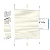 Sekey Plissee Klemmfix ohne Bohren 45x120cm Faltrollo Plisseerollo Jalousie für Tür & Fenster Blickdicht Sichtschutz Sonnenschutz Fertifplissee Rollo 45 cm breit Beige