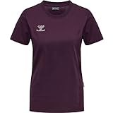 hummel Damen Hmlmove Grid Cot. T-shirt S/S Woman T Shirt, Grape Wine, L EU