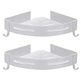 Hoomtaook Duschablage Duschregal Weiß Ohne Bohren Ecke, Badezimmer Regal Badregal Aluminium Duschkorb Bad Organizer Accessoires Matte Finish Duschkörbe & Duschablagen 2 Stück Mit Häkchen Weiß