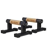GORILLA SPORTS® Liegestützgriffe - 2er Set, aus Holz, Stahl, Rutschfest, bis 300kg, inkl. Tragetasche - Calisthenics Equipment, Parallettes, Handstand Griffe, Push Up Bars, Liegestütze Barren