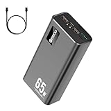 PSOOO 65W 30000mAh Laptop Power Bank Schnellladegerät mit 2-Ports USB C Power Bank Akku Pack LED Taschenlampen Kompatibel mit Dell, HP, ASUS, Samsung,Tablet (Black)