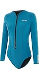 Nyord 2025 Frauen Solu Yulex 2/2mm Langärmel Reißverschluss Vorne Spring Shorty Neoprenanzug SOLWHL22001-CBL - Celestial Blue