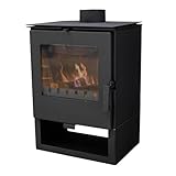 Kaminofen ALAZ K5S Schwarz Holzofen 6 kW Holz Ofen Kamin Heizofen Dauerbrandofen Hüttenofen