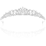 Lilbitty 1 Stück Silberne Strasskrone für Damen, Prinzessin Tiara Diadem, Elegante Krone für Hochzeit, Geburtstag, Quinceañera, Abschlussball, Kostüm, Party und Halloween Haaraccessoires